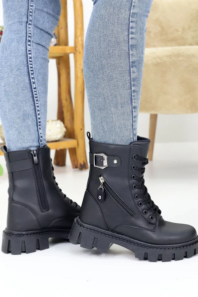 Emax Kadın Bağcıklı Fermuarlı Tokalı Kalın Taban Postal Bot Kışlık Su Geçirmez ürün görseli