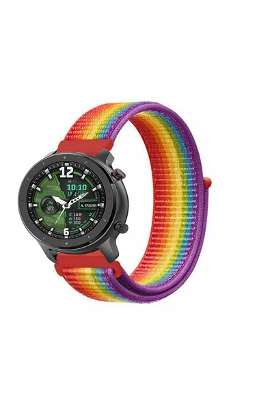 KRETON KRETON Amazfit GTR 47mm Uyumlu Spor Kumaş Desenli Cırt Cırtlı Kordon Kayış - Resim 6