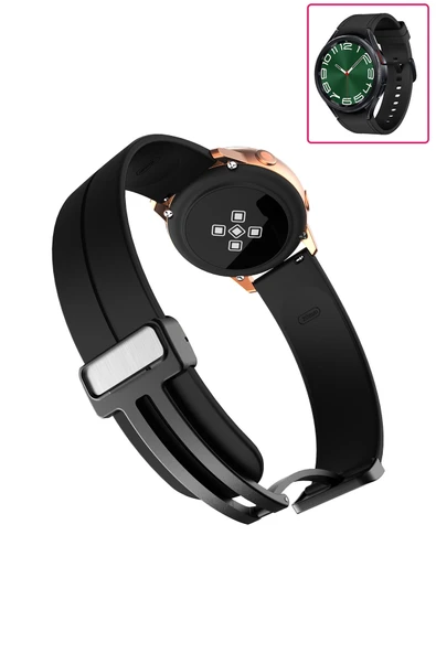 KRETON KRETON Samsung Galaxy Watch 6 Classic 43mm / 47mm Uyumlu Kordon Magnetic Klipsli Premium Kayış - Resim 4