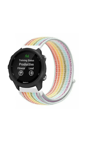 KRETON KRETON Garmin Forerunner 245 / 245 Music Uyumlu Spor Kumaş Desenli Cırt Cırtlı Kordon Kayış - Resim 3