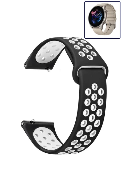KRETON KRETON Amazfit GTR3-GTR3 PRO Uyumlu Kordon Yumuşak Dokulu Delikli Desenli Silikon Kayış - Resim 6