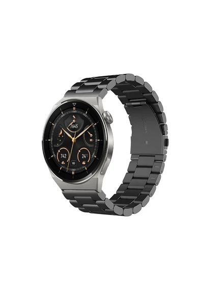 KRETON KRETON Huawei Watch Gt3 Pro 46mm Uyumlu GÜMÜŞ Kordon Klasik Baklava Model Paslanmaz Çelik Metal Kayış - Resim 7