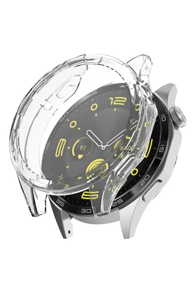 KRETON KRETON Huawei Watch GT4 46mm Uyumlu Kasa ve Ekran Koruyucu 360 Tam Koruma Silikon Kılıf - Resim 4