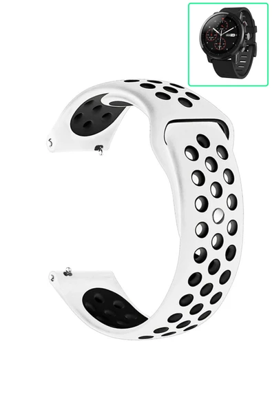 KRETON KRETON Amazfit Pace 2 Stratos Uyumlu Kordon Yumuşak Dokulu Delikli Desenli Silikon Kayış - Resim 2