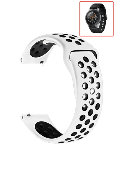 KRETON KRETON Samsung Galaxy Watch 46mm Uyumlu Kordon Yumuşak Dokulu Delikli Desenli Silikon Kayış - Resim 7