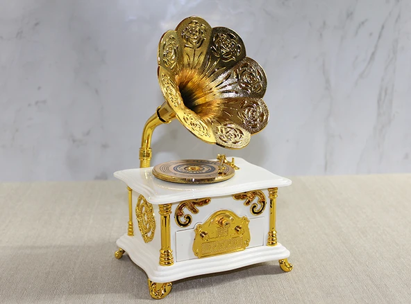 Gramofon Müzik Kutusu Beyaz ürün görseli 1