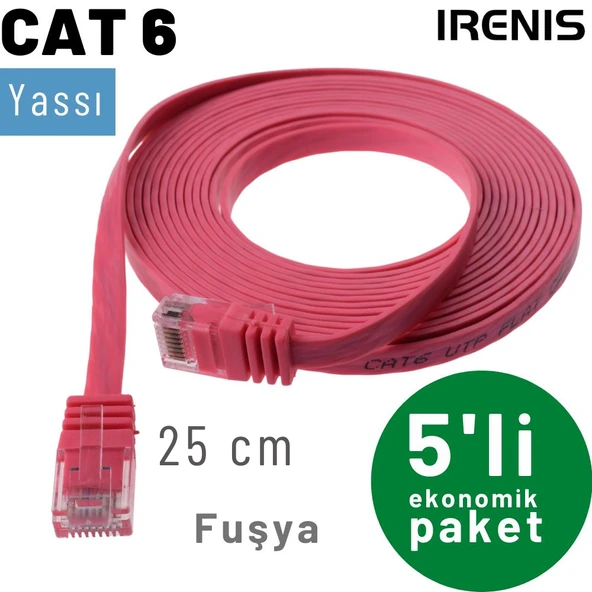 5 adet 25 cm IRENIS CAT6 Kablo Yassı Ethernet Network Lan Ağ Kablosu - Resim 8