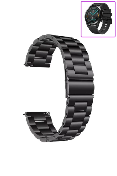 KRETON KRETON Huawei Watch Gt2 46mm Uyumlu GÜMÜŞ Kordon Klasik Baklava Model Paslanmaz Çelik Metal Kayış - Resim 8