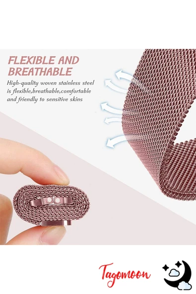 KRETON KRETON Garmin VivoMove Luxe , Style , HR Uyumlu Kordon Hasır Metal Örgü Tarz Mıknatıslı Milano Kayış - Resim 11