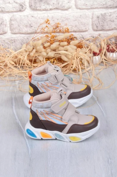 Vicco DAVİD 946.B25K.420 Anatomik Taban Unisex Çocuk Işıklı Bot Bej 22-25 - Resim 2