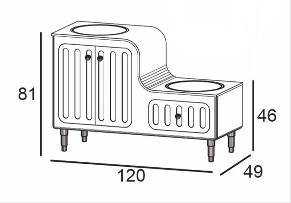 Denko Ada 120 cm (Antrasit) Banyo Dolabı (Alt Modül Lavabo) - Resim 3