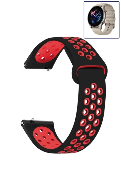 KRETON KRETON Amazfit GTR3-GTR3 PRO Uyumlu Kordon Yumuşak Dokulu Delikli Desenli Silikon Kayış - Resim 7