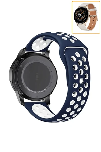 KRETON KRETON Huawei Watch Gt3 42mm Uyumlu Kordon Yumuşak Dokulu Delikli Desenli Silikon Kayış - Resim 6