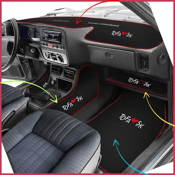 Tofaş Şahin Doğan Kartal Oto Paspas & Yüksek Torpido Halısı & Sehpa Örtüsü & Vites Konsol Koruması ürün görseli