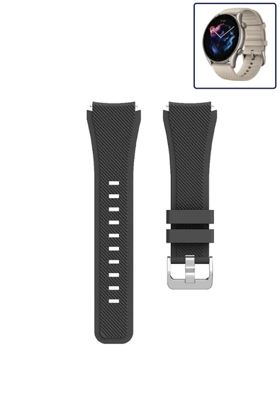 KRETON KRETON Amazfit GTR3-GTR3 PRO Akıllı Saat Uyumlu Tırtık Desenli Silikon Kordon Kayış - Resim 4