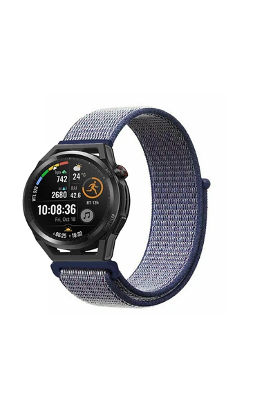 KRETON KRETON Huawei Watch Gt Runner Uyumlu Spor Kumaş Desenli Cırt Cırtlı Kordon Kayış - Resim 5