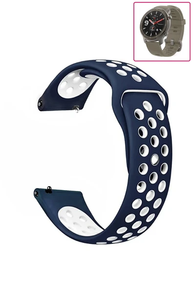 KRETON KRETON Amazfit GTR 47mm Uyumlu Kordon Yumuşak Dokulu Delikli Desenli Silikon Kayış - Resim 4