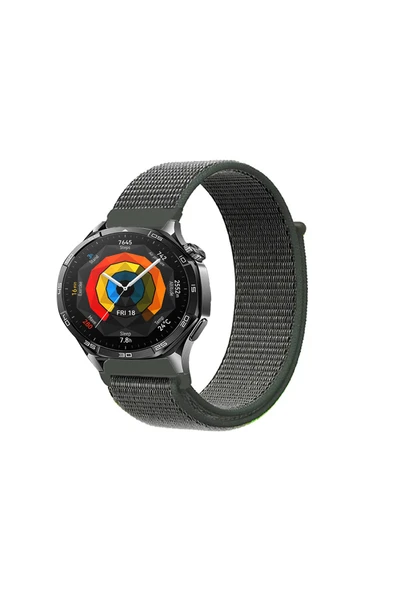 KRETON KRETON Huawei Watch GT5 46mm  Uyumlu Spor Kumaş Desenli Cırt Cırtlı Kordon Kayış - Resim 4