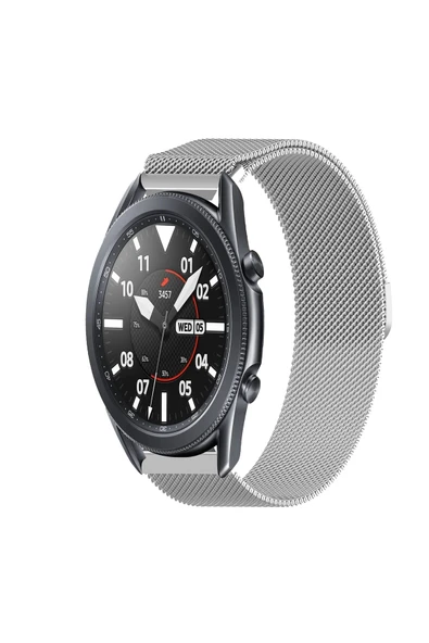 KRETON KRETON Samsung Galaxy Watch 3 45mm Uyumlu Kordon Hasır Metal Örgü Tarz Mıknatıslı Milano Kayış - Resim 3