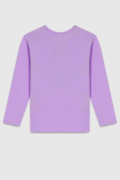 United Colors of Benetton Kız Çocuk  BNT-G23331 Uzun Kollu Tshirt Lila - Resim 3