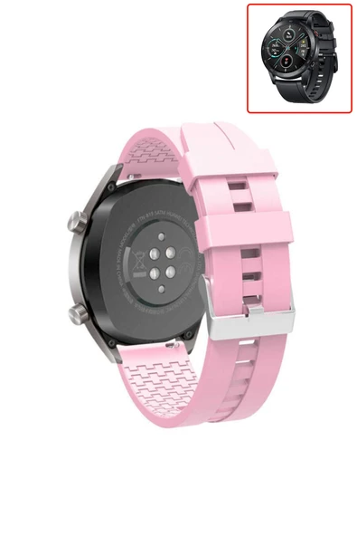 KRETON KRETON Honor Magic Watch 2 46mm Akıllı Saat Ile Uyumlu Kaliteli Tokalı Siyah Silikon Kordon Kayış - Resim 7