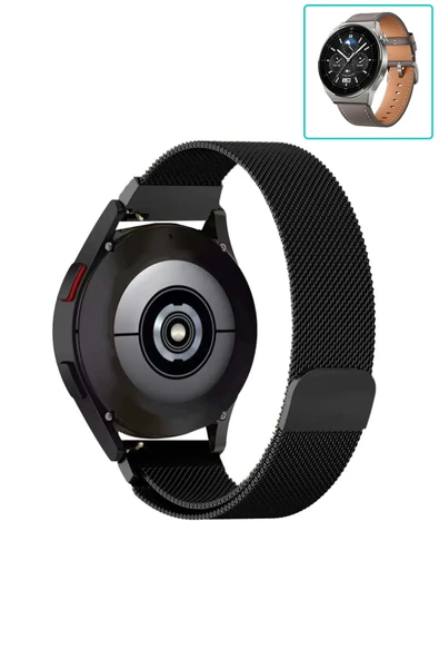 KRETON KRETON Huawei Watch Gt3 Pro 46mm Uyumlu Kordon Hasır Metal Örgü Tarz Mıknatıslı Milano Kayış - Resim 2