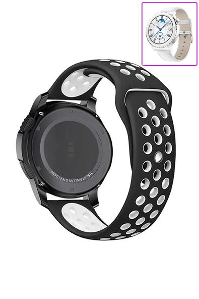 KRETON KRETON Huawei Watch Gt3 Pro 43mm Uyumlu Kordon Yumuşak Dokulu Delikli Desenli Silikon Kayış - Resim 9