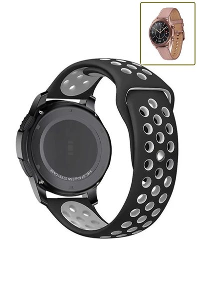 KRETON KRETON Samsung Galaxy Watch 3 41mm Uyumlu Kordon Yumuşak Dokulu Delikli Desenli Silikon Kayış - Resim 4