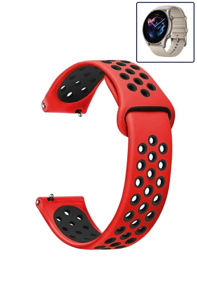 KRETON KRETON Amazfit GTR3-GTR3 PRO Uyumlu Kordon Yumuşak Dokulu Delikli Desenli Silikon Kayış - Resim 9