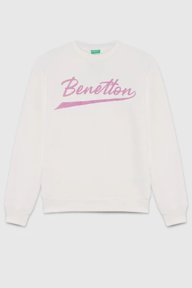 United Colors of Benetton Kız Çocuk  BNT-G23345 Benetton Sweatshirt Ekru ürün görseli