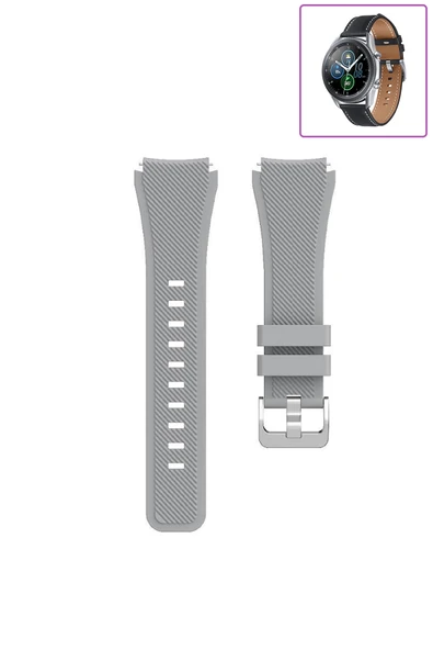 KRETON KRETON Samsung Galaxy Watch 3 45mm Akıllı Saat Uyumlu Tırtık Desenli Silikon Kordon Kayış - Resim 3