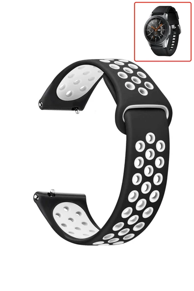 KRETON KRETON Samsung Galaxy Watch 46mm Uyumlu Kordon Yumuşak Dokulu Delikli Desenli Silikon Kayış ürün görseli