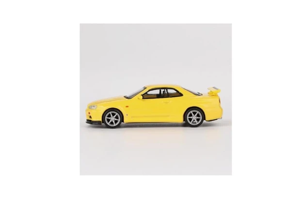 Mini GT 762 Nissan Skyline GT-R (R34) V-Spec Lightning Yellow 1/64 Model Araba - Resim 2