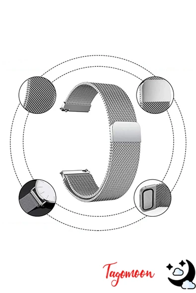 KRETON KRETON Samsung Galaxy Watch 7 40mm / 44mm  Uyumlu Kordon Hasır Metal Örgü Tarz Mıknatıslı Milano Kayış - Resim 3