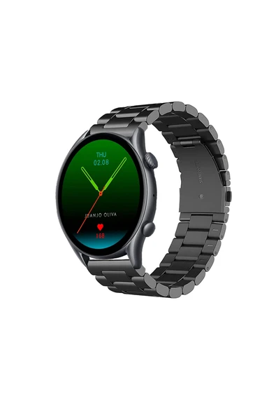 KRETON KRETON Amazfit GTR3-GTR3 PRO Uyumlu GÜMÜŞ Kordon Klasik Baklava Model Paslanmaz Çelik Metal Kayış - Resim 7