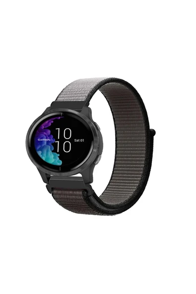 KRETON KRETON Garmin Venu Uyumlu Spor Kumaş Desenli Cırt Cırtlı Kordon Kayış - Resim 2