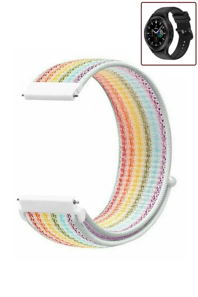 KRETON KRETON Samsung Galaxy Watch 4 Classic 42mm/46mm Uyumlu Spor Kumaş Desenli Cırt Cırtlı Kordon Kayış - Resim 8