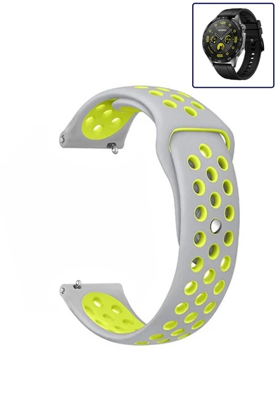 KRETON KRETON Huawei Watch Gt4 46mm Uyumlu Kordon Yumuşak Dokulu Delikli Desenli Silikon Kayış - Resim 7