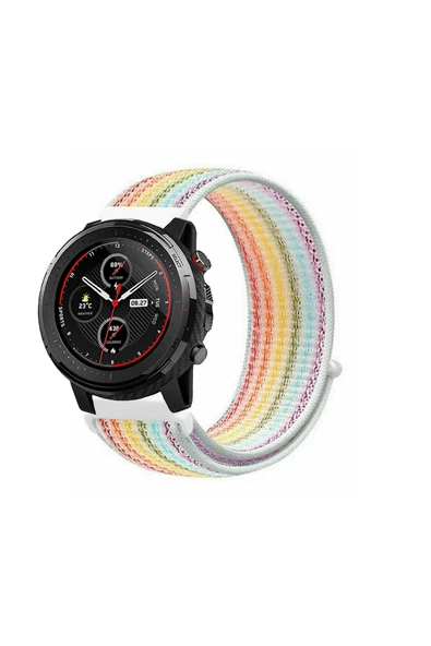 KRETON KRETON Amazfit 3 Stratos Uyumlu Spor Kumaş Desenli Cırt Cırtlı Kordon Kayış - Resim 7