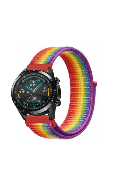 KRETON KRETON Huawei Watch Gt2 46mm Uyumlu Spor Kumaş Desenli Cırt Cırtlı Kordon Kayış - Resim 6