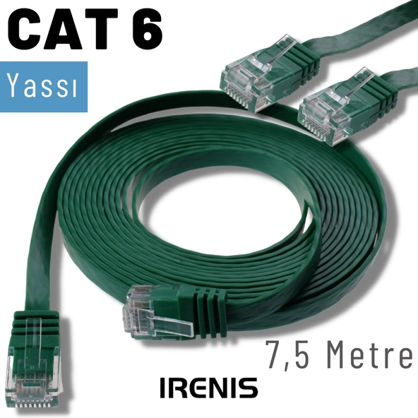 IRENIS 7,5 Metre CAT6 Kablo Yassı Ethernet Network Lan Ağ İnternet Kablosu - Resim 7