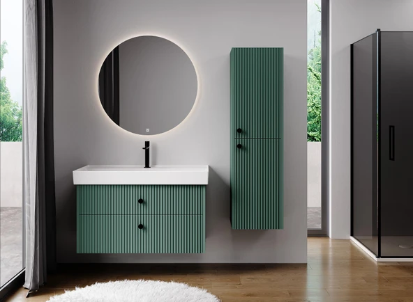 Denko Marsilya 40 cm (Beyoğlu Yeşil) Banyo Çamaşır Boy Dolabı - Resim 2