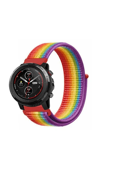 KRETON KRETON Amazfit 3 Stratos Uyumlu Spor Kumaş Desenli Cırt Cırtlı Kordon Kayış - Resim 4