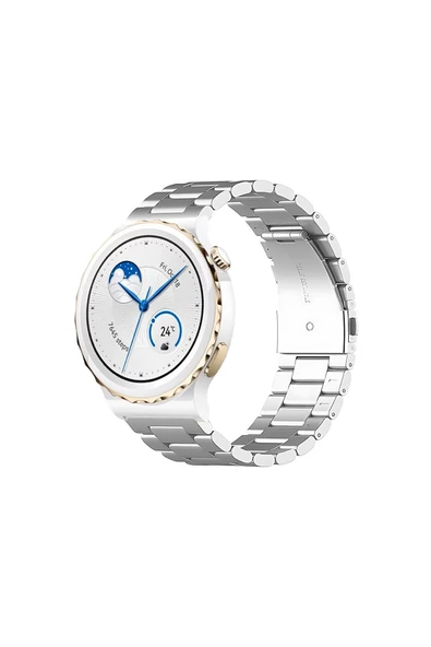 KRETON KRETON Huawei Watch Gt3 Pro 43mm Uyumlu GÜMÜŞ Kordon Baklava Model Paslanmaz Çelik Kayış ürün görseli