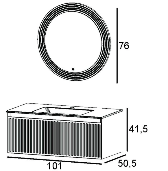 Denko Belgrad 101 cm (Antrasit) Banyo Dolabı Takımı - Resim 3