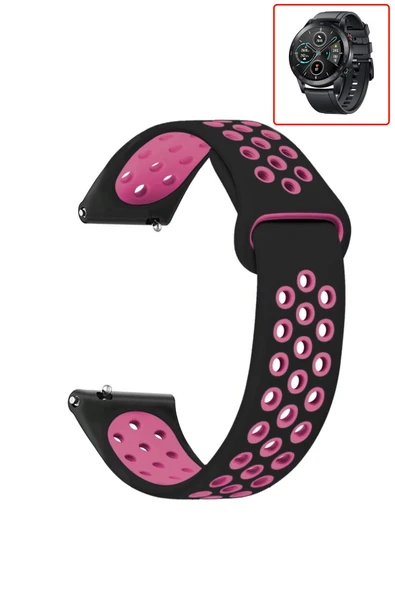 KRETON KRETON Honor Magic Watch 2 46mm Uyumlu Kordon Yumuşak Dokulu Delikli Desenli Silikon Kayış - Resim 9