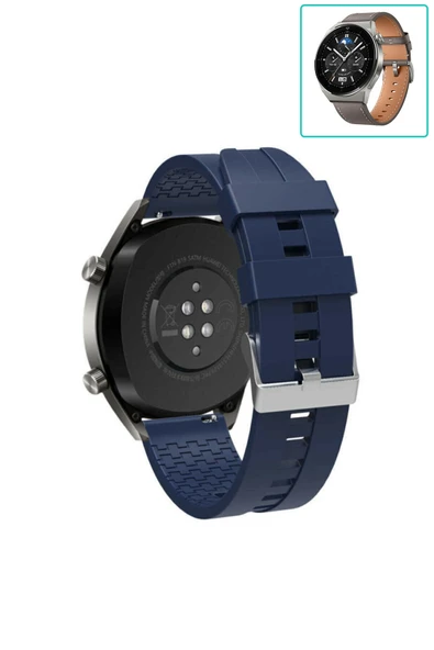 KRETON KRETON Huawei Watch Gt3 Pro 46mm Akıllı Saat Ile Uyumlu Kaliteli Tokalı Siyah Silikon Kordon Kayış - Resim 7