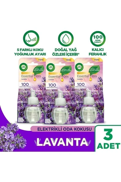Air Wick Elektrikli Oda Kokusu Yedek Şişe Lavanta - Esansiyel Yağlar Içerir x 3