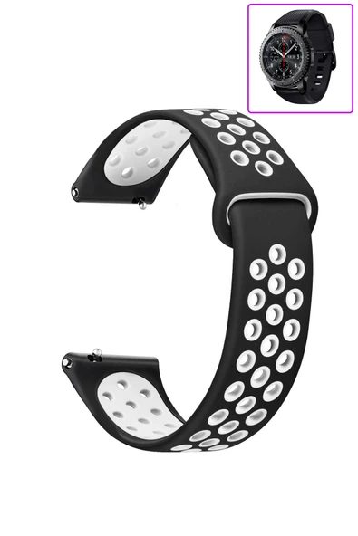 KRETON KRETON Samsung Gear S3 Frontier Uyumlu Kordon Yumuşak Dokulu Delikli Desenli Silikon Kayış - Resim 7