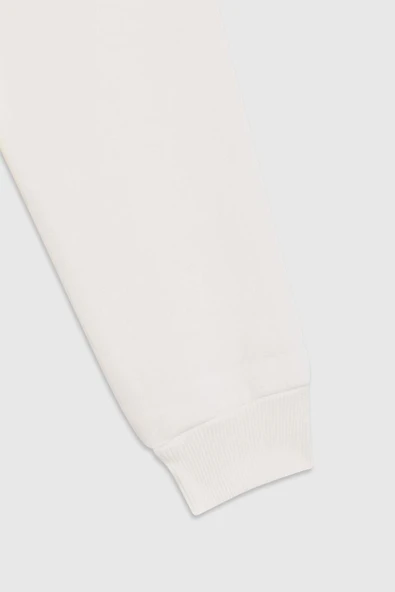 United Colors of Benetton Kız Çocuk  BNT-G23345 Benetton Sweatshirt Ekru - Resim 4